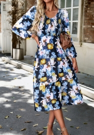(Real Image)2023 Styles Women Sexy&Fashion Autumn/Winter TikTok&Instagram Styles Bohemian Floral Maxi Dress